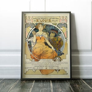 Vintage St Louis World's Fair advertisement poster, retro French ad, 1904 Saint Louis Missouri history, available framed, unframed or canvas