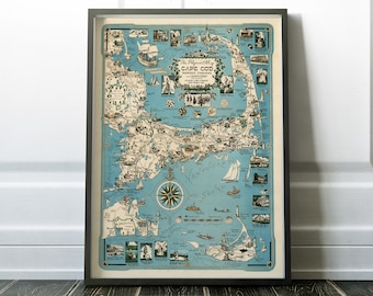 Nantucket Sound Historical Map Poster Cape Cod Old Vintage Map Print Buzzards Bay New England Map New Bedford Nautical Map Wall Art