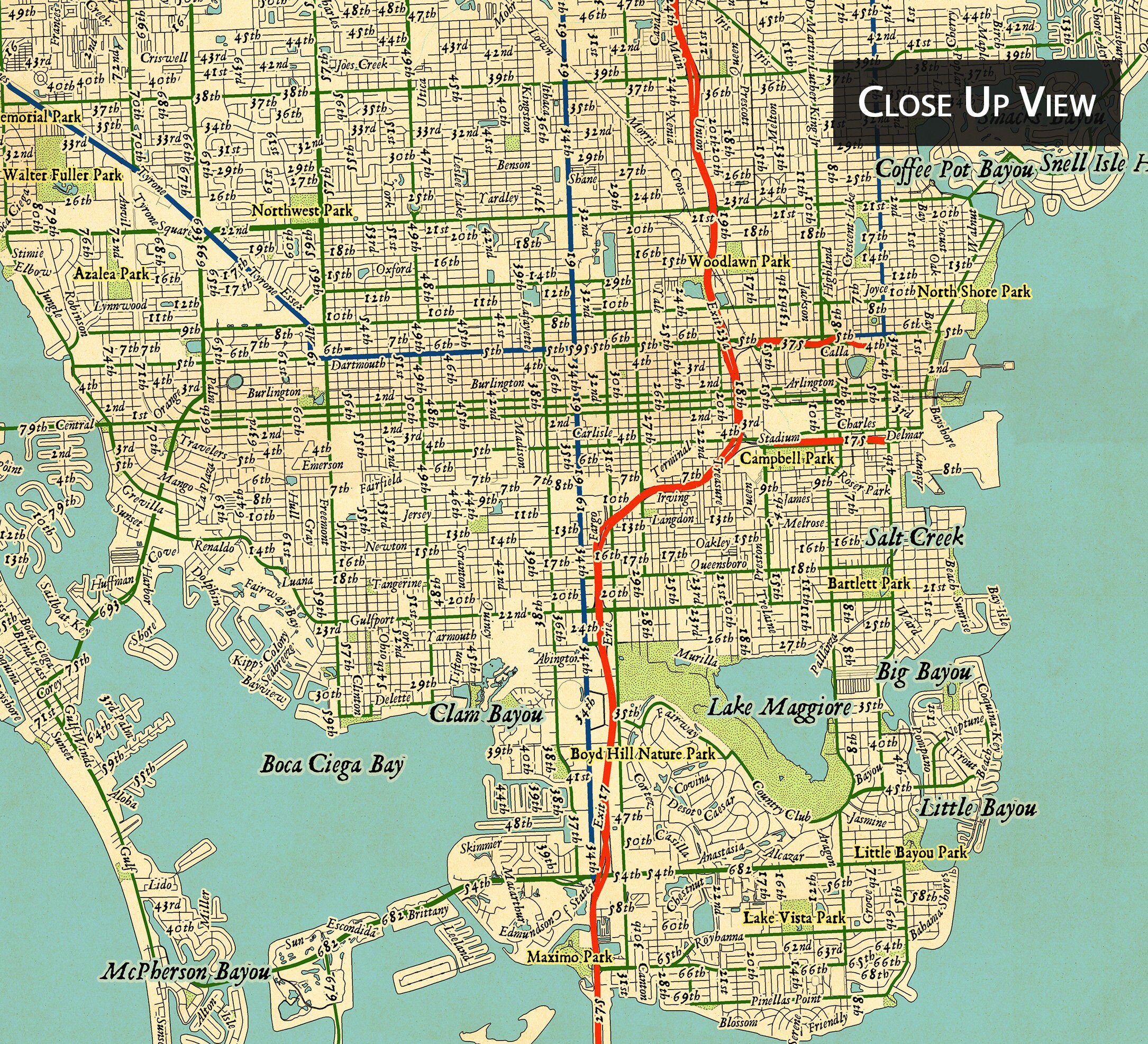 Vintage Retro Design Map of St Petersburg Florida Vintage - Etsy