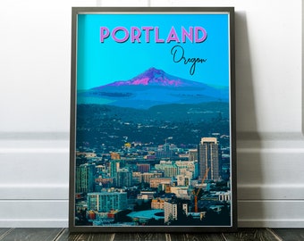 Portland, Oregon travel poster, Portland wall decor, Portland dorm decor, Portland housewarming gift, print, Portland, Oregon art