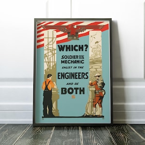 US Army Engineers Gifts, Army Gift, Engineers Corps Gift, US Army, Vintage Military Poster, Retro Military Graduate Gift Decor Man Cave