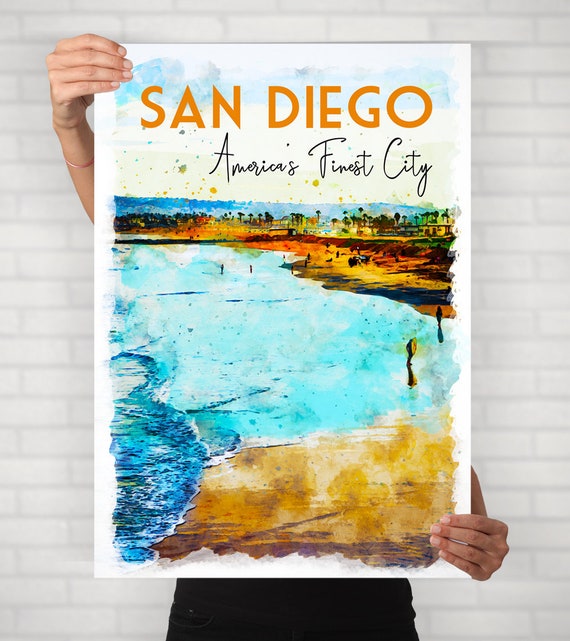 San Diego Travel Poster, San Diego Wall Decor, San Diego Dorm