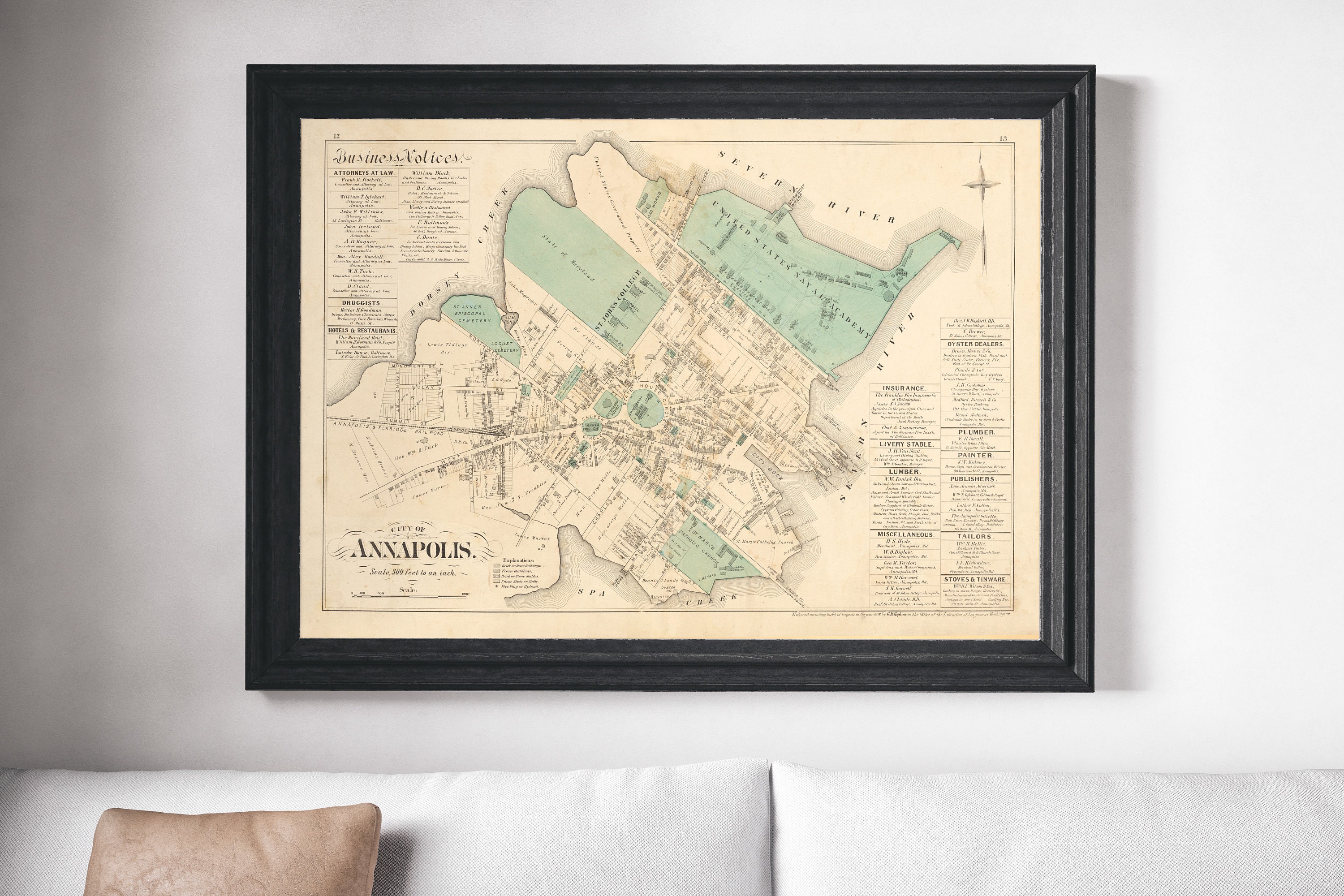 Annapolis vintage map old Annapolis map 1878 antique map of Etsy
