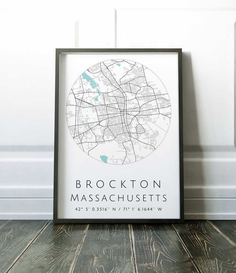 Brockton Custom Map Any City Map Brockton Custom Map Print Etsy