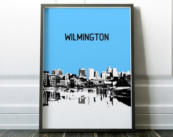 Wilmington Delaware Skyline Print, Wilmington Art Poster, Wilmington Skyline Art, Wall Decor, Dorm Gift skyline Poster Art wall hanging