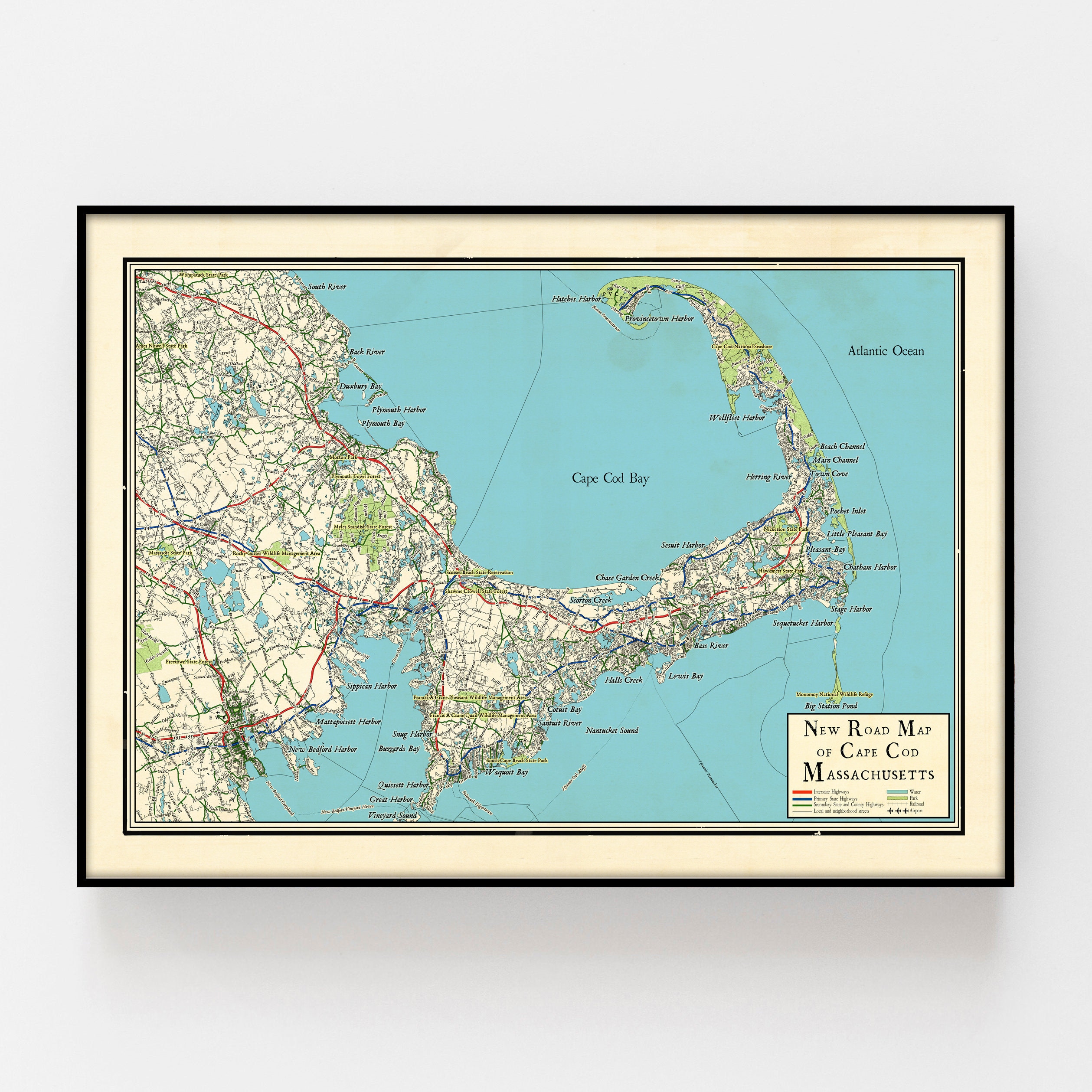 Map of Cape Cod MA Vintage Design Map of Cape Cod Cape Cod Etsy