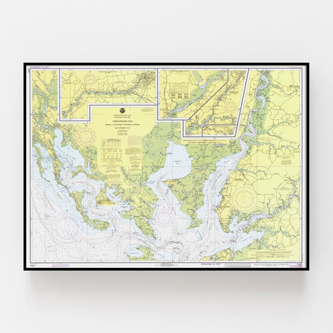 Chesapeake Bay Nautical Chart, Honga, Nanticoke, Rivers and
