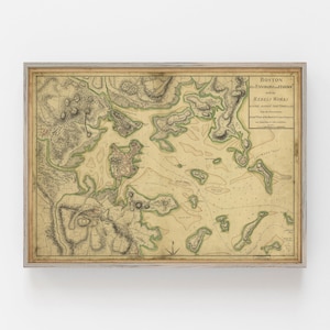 Old Map of Boston 1775, vintage Boston map, antique map of Boston area, retro map, Boston wall decor, Boston grad gift, Revolutionary War
