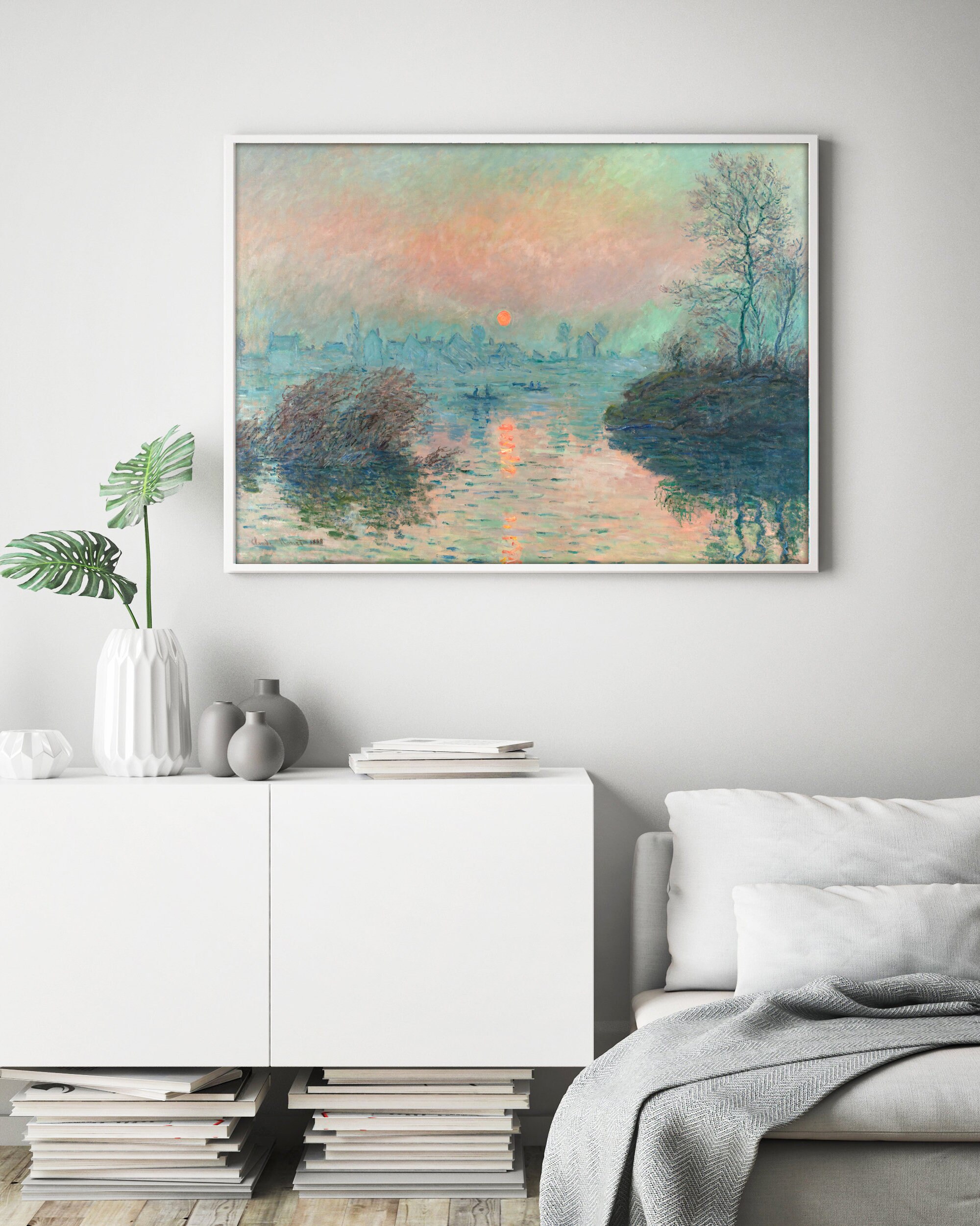Sunset on the Seine at Lavacourt art print, Monet print, Monet