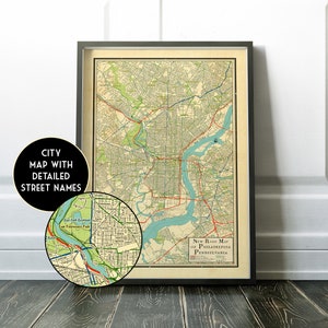 Map of Philadelphia, vintage design map of Philadelphia, Philly map, Philadelphia gift, grad gift, Philadelphia new home, Pennsylvania