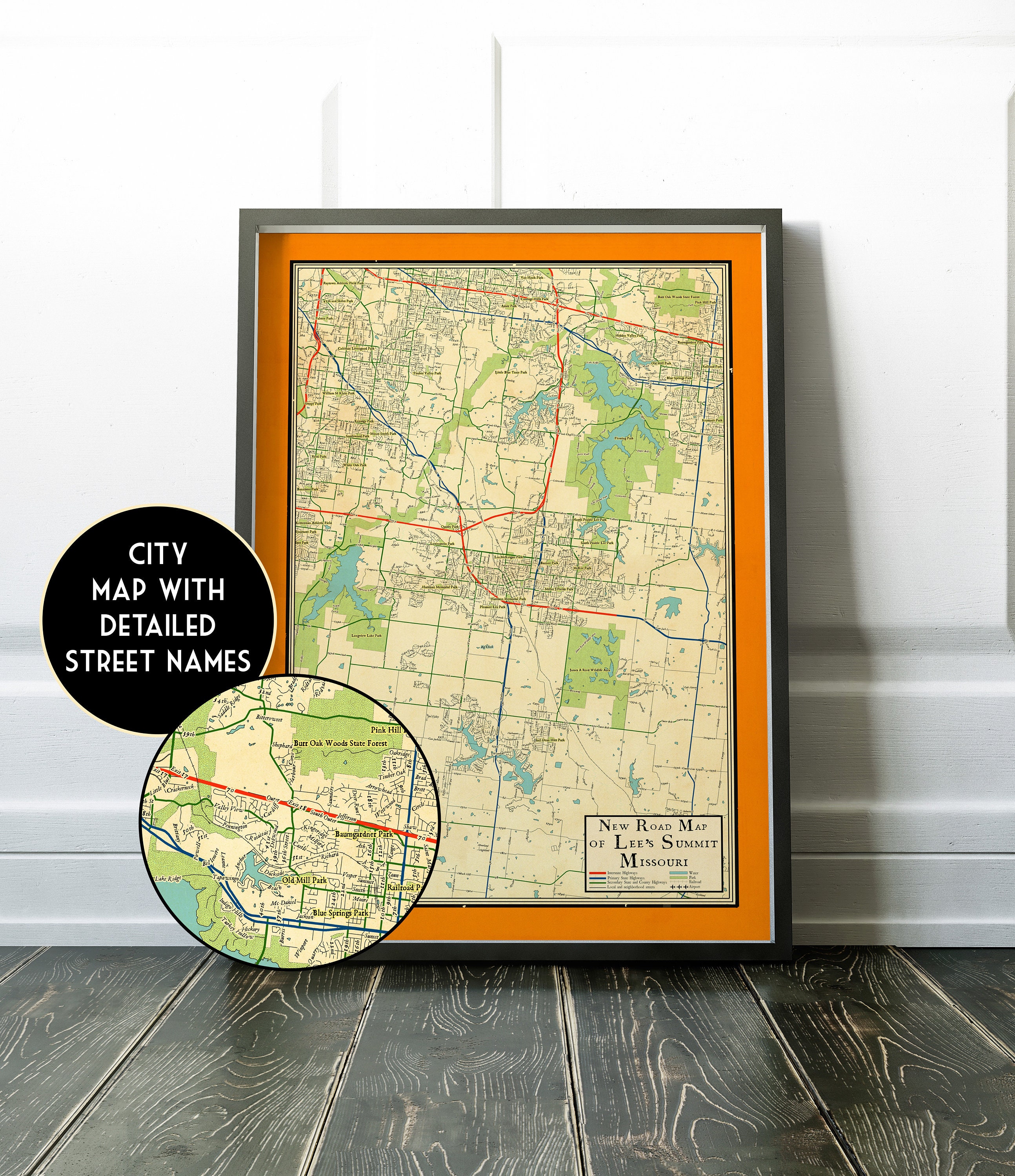 Map of Lee's Summit Missouri Vintage Design Map of - Etsy