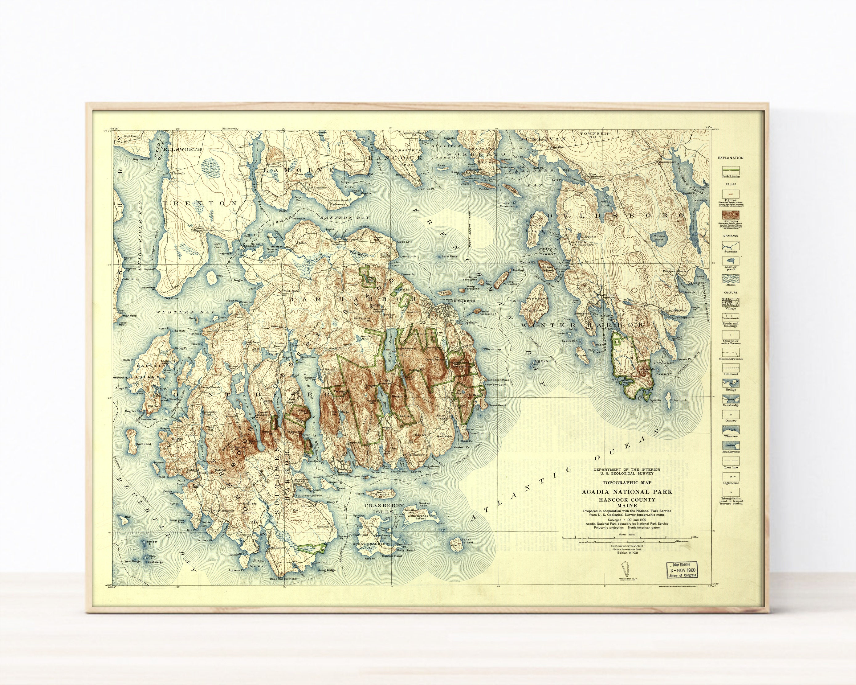 Map Of Acadia National Park Old Map Of Acadia National Park Published In 1931 Vintage | Etsy