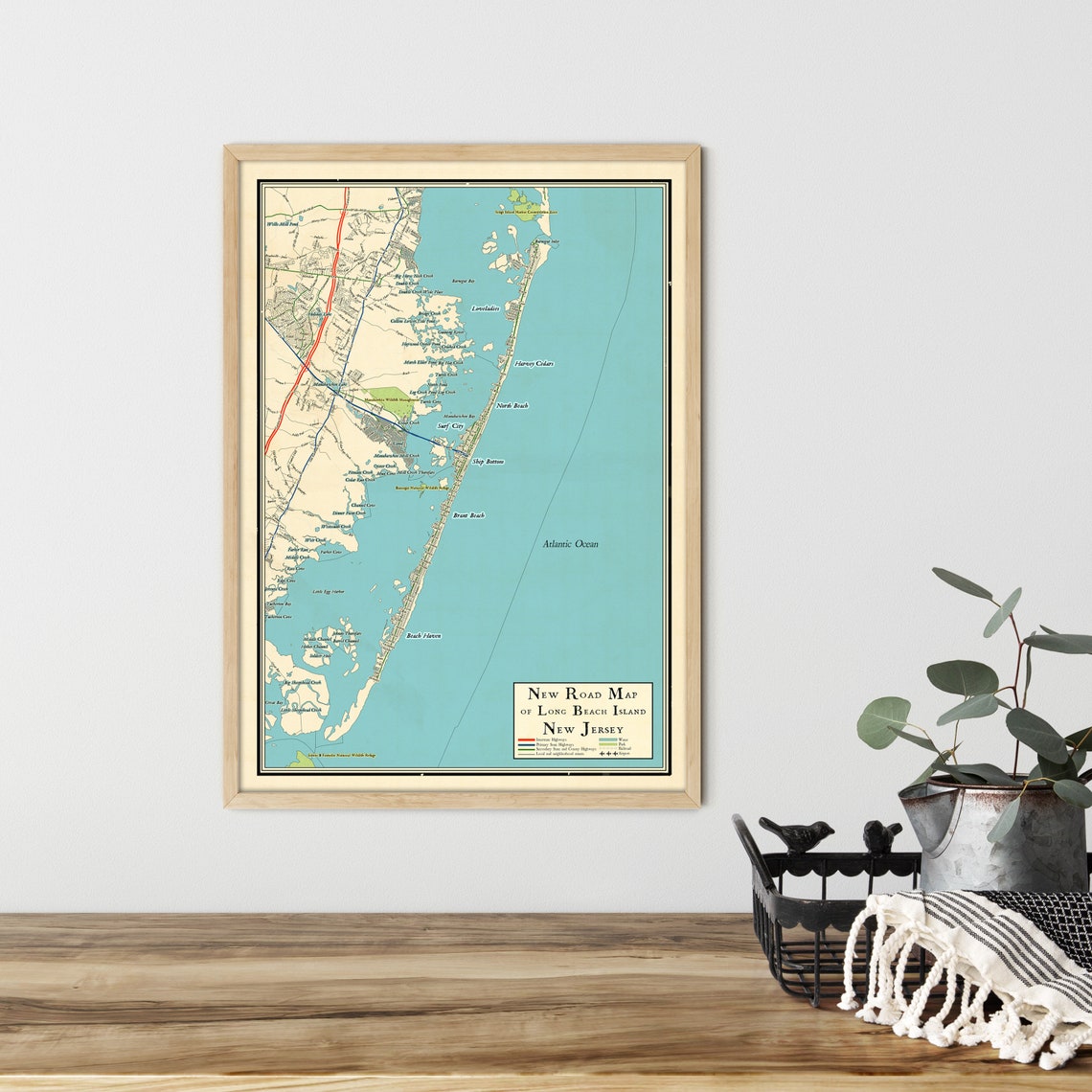 Map of Long Beach Island New Jersey Vintage Design Map of - Etsy