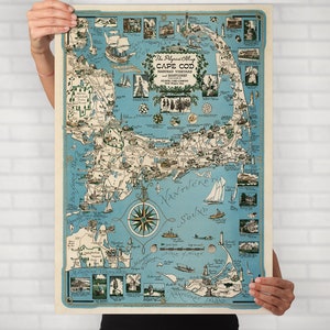 Old Map of Cape Cod, 1956 Antique Map of Cape Cod, Martha's Vineyard ...