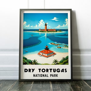 Dry Tortugas National Park Poster, Dry Tortugas Florida Travel, hiking print Retro Wall Decor, available framed, unframed or canvas, DV1