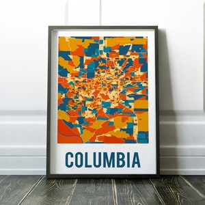 Columbia Missouri map, Columbia colorful map, customized map of Columbia MO, pop art map, CoMo poster, house warming gift