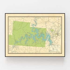 Vintage retro design map of Table Rock Lake, Missouri, vintage looking map, Table Rock Lake gift, Table Rock Lake, MO, lake house decor