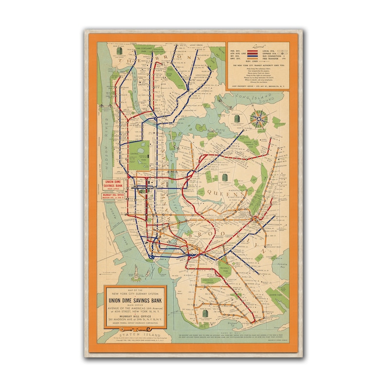 Set of 3 New York City Subway Vintage Maps Old Nyc Map - Etsy