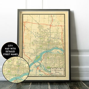 Map of Davenport, Iowa, vintage design map of Davenport, Davenport gift, Davenport decor, Davenport, Iowa new home present Christmas