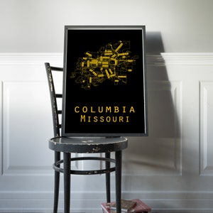 Columbia, Missouri street map, CoMo map, College town map, Columbia gift, CoMo grad gift Columbia poster