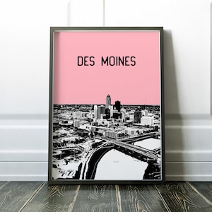 Des Moines, Iowa Skyline Print, Des Moines, Iowa Art Poster, Des Moines Skyline Art, Wall Decor, Dorm Gift skyline Poster Art wall hanging