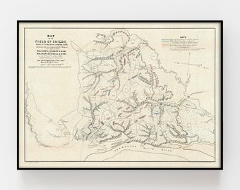 Battle of Shiloh aka Battle of Pittsburg Landing Civil War map, American Civil War history, Civil War battle map, military history Tennessee