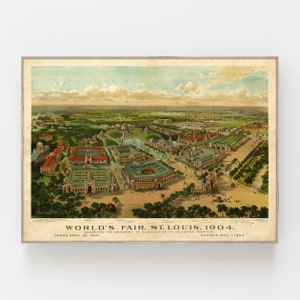 Old Map of St Louis 1904 world&#39;s fair, vintage Saint Louis map, antique map advertising St. Louis world fair 1904 retro map, Missouri poster