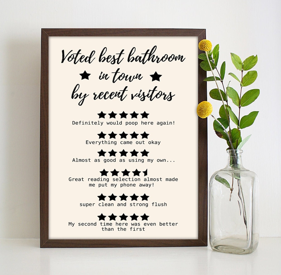 Bathroom Reviews Poster, Funny Bathroom Print, Funny Bathroom Signs ...