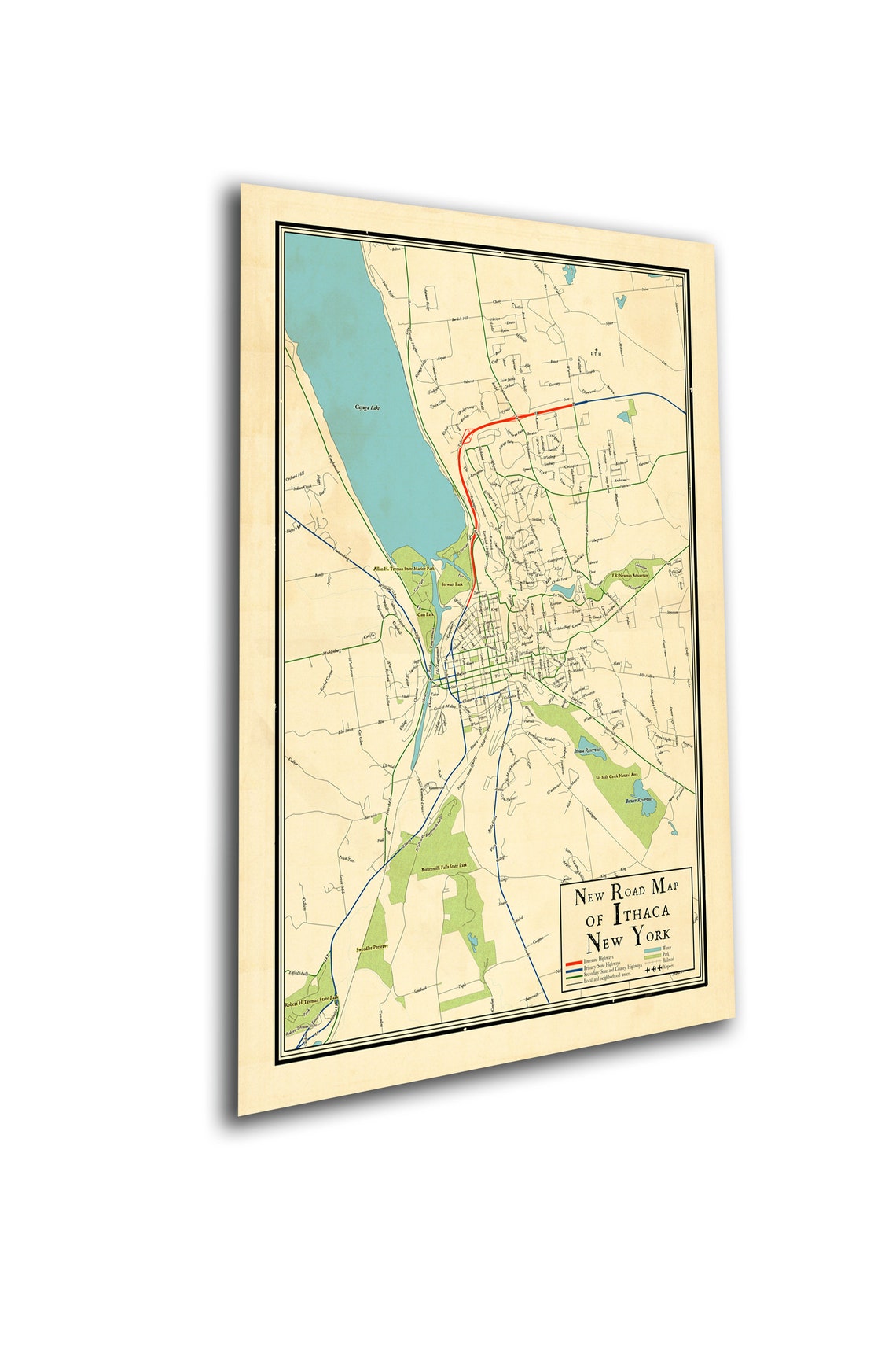 Map of Ithaca New York Vintage Design Map of Ithaca Ithaca - Etsy
