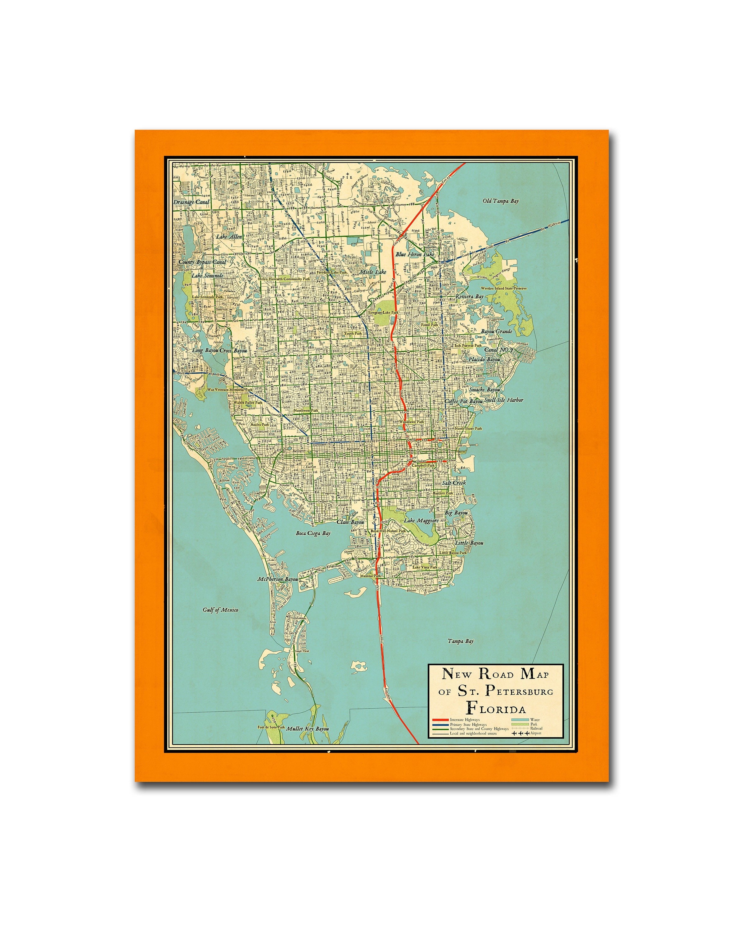Vintage Retro Design Map of St Petersburg Florida Vintage | Etsy