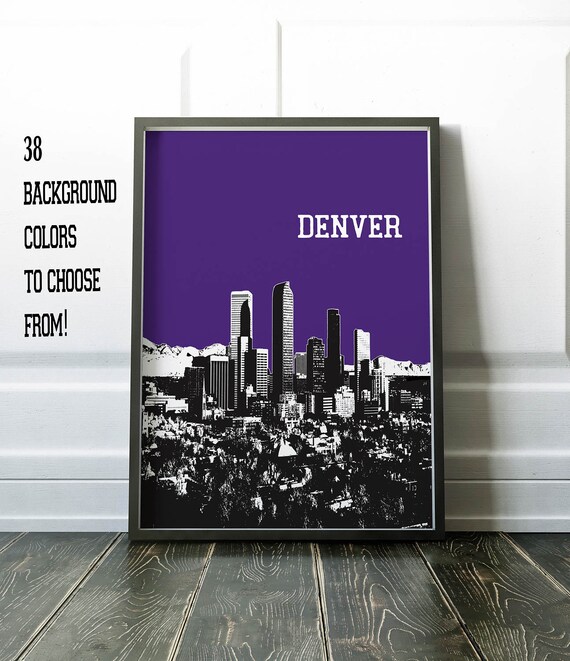 Denver Skyline Print Denver City Art Denver Colorado Poster Etsy