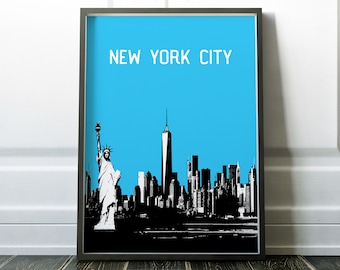 New York City Skyline Poster, NYC City Art Manhatan View Poster NY City Art NYC Print Wall Decor Nyc Dorm New York Wedding Gift Housewarming