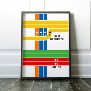 NYC subway print, Jay Street Metro Tech subway stop art, nyc subway, Hoyt Street subway poster, minimalist, modern, Brooklyn, Queens, Bronx