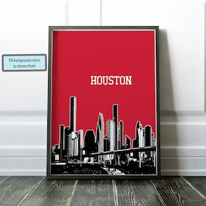 Houston Skyline Print , Houston City Art, Houston Texas Poster Houston City Skyline Art Houston Print Houston Wall Decor, Houston Dorm Gift