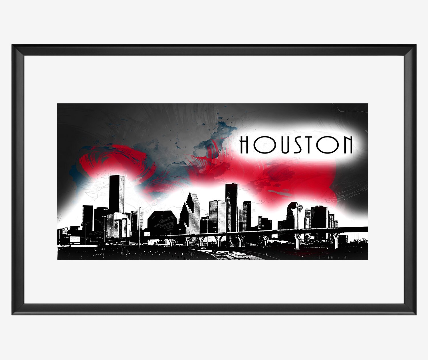 11x17 Houston Poster Houston Skyline Poster Houston TX Poster