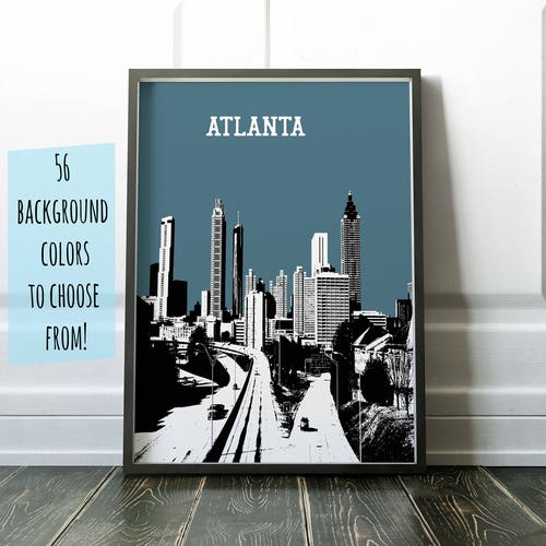 Atlanta Skyline Poster Atlanta Print Atlanta View Poster Etsy