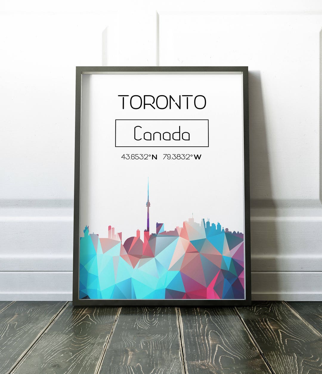 Toronto Skyline Poster Toronto Polygonal Poster Toronto Wall Etsy