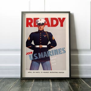 Marine Corps Gifts, US Marines, Vintage Military Poster, Retro Military Marines Semper Fidelis Semper Fi Gift for Marine Decor Man Cave