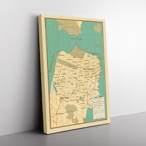 Fantasy map of San Francisco, California, fantasy novel inspired map, San Francisco map, Version3A, Available framed, unframed or canvas
