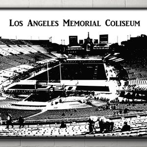 Black and White Los Angeles Memorial Coliseum Poster USC Trojans Print University of Southern California decor Housewarming Gift USC stadium