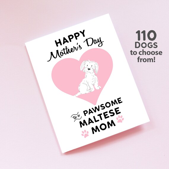 Maltese Mom Dog Mom Mothers Day Card, Maltese, Dog Mom Card, Happy