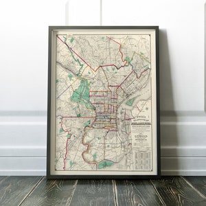 Mapa vintage de Filadelfia, mapa antiguo de Filadelfia, mapa antiguo de Filadelfia de 1890, mapa del mundo antiguo, regalo de Filadelfia, póster de Filadelfia