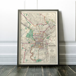 Philadelphia vintage map, old Philadelphia map, 1890 antique map of Philadelphia, old world map, Philadelphia gift, Philadelphia poster