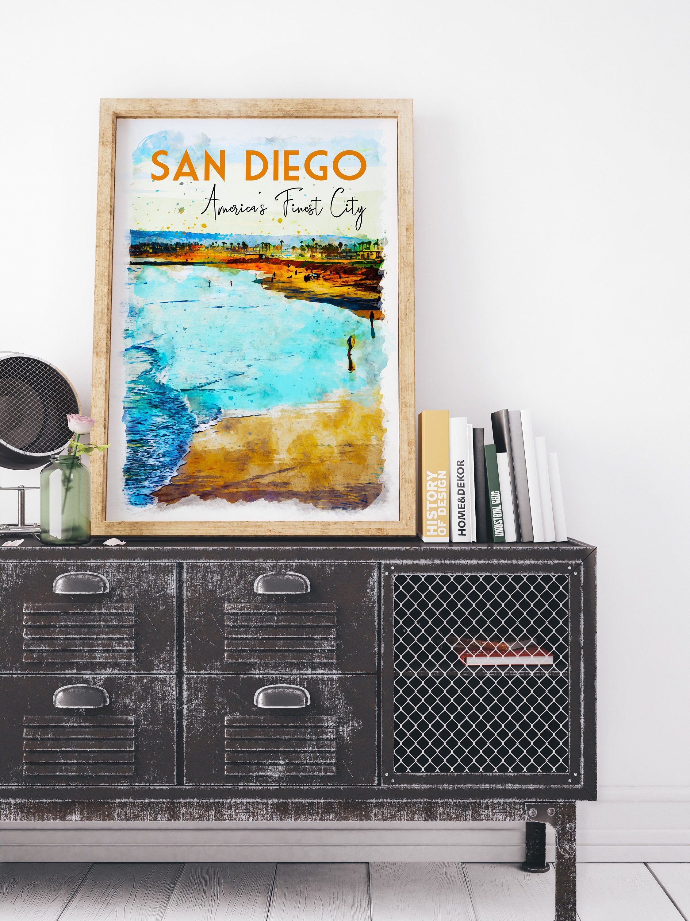 San Diego Travel Poster San Diego Wall Decor San Diego Dorm Etsy