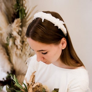 Bridal crepe headband with floral appliqués, Wedding Hair Accessory, Bridal Shower, Hen Party Accessory | Melissa