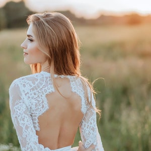 Sophia Open Back Lace Top, Backless Bridal Lace top, Ivory Wedding Lace Top Plus Size