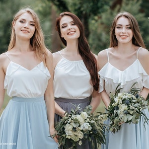 Silk Bridesmaid Tops: Lara Ruffle Sides/Anna Transformer and Katie Thin Straps available in Plus Sizes image 2