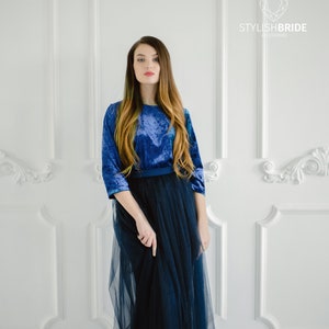 Blue&mauve Blush Velvet Bridesmaid Dresses Velvet Navy and | Etsy