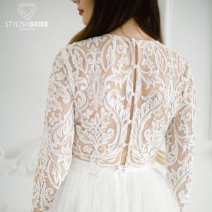 Alice Lux Lace Top Hochzeit, Neue Kollektion Spitze Crop Top Elfenbein oder Weiß, Spitze Abschlussball Tops, Braut Spitze Crop Top Plus Size