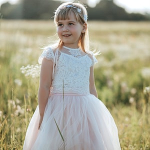 Flower Girl Dress - Lace Tulle Baby Dress Separates, Rustic Lace Flower Girl Dresses, Boho Flower Girl Dress, Ivory Flower Girl Dress